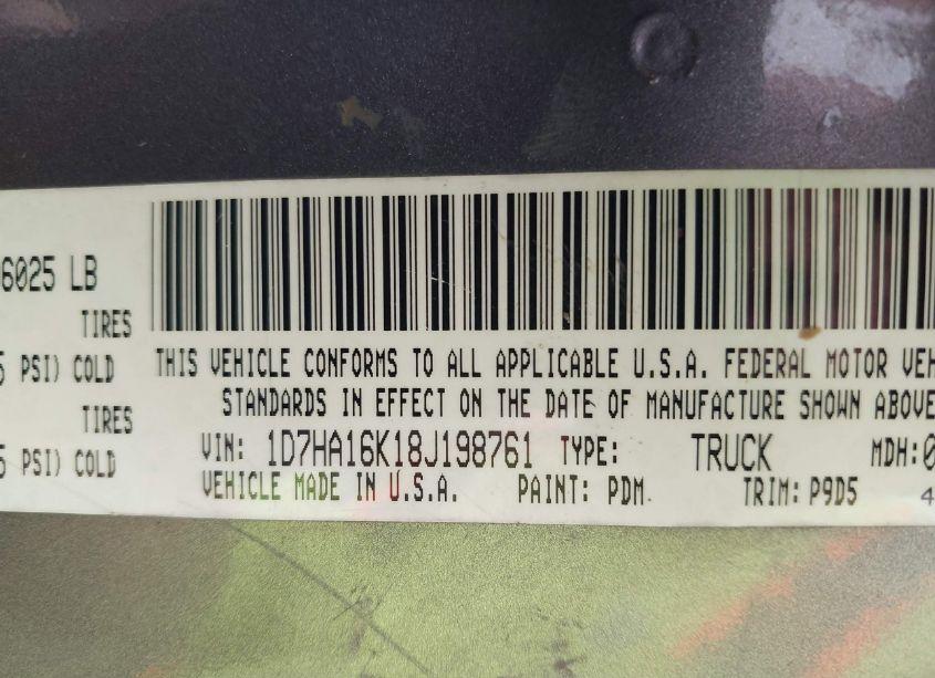 Photo 9 of 2008 Dodge Ram 1500 ST/SXT (VIN 1D7HA16K18J198761)
