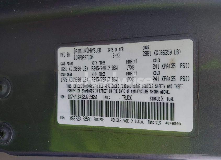 Photo 9 of 2002 Dodge Ram 1500 ST (VIN 1D7HA16K22J265651)