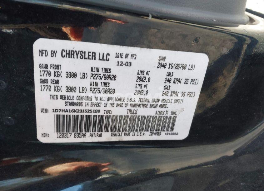 Photo 9 of 2003 Dodge Ram 1500 ST (VIN 1D7HA16K23J525189)