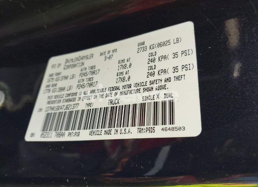 Photo 9 of 2007 Dodge Ram 1500 ST (VIN 1D7HA16K47J621377)