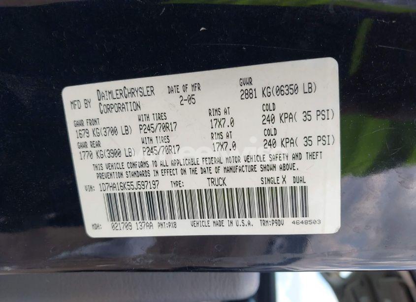 Photo 9 of 2005 Dodge Ram 1500 ST (VIN 1D7HA16K55J597197)