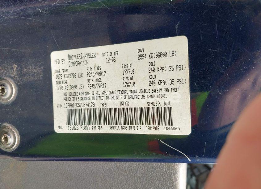 Photo 9 of 2007 Dodge Ram 1500 ST (VIN 1D7HA16K57J574179)