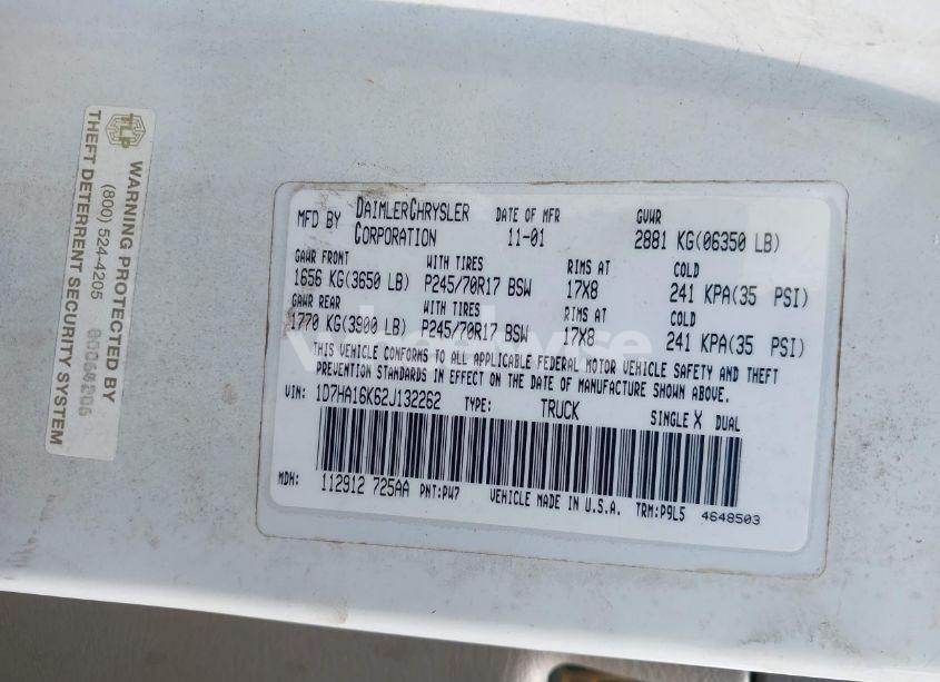 Photo 9 of 2002 Dodge Ram 1500 ST (VIN 1D7HA16K62J132262)