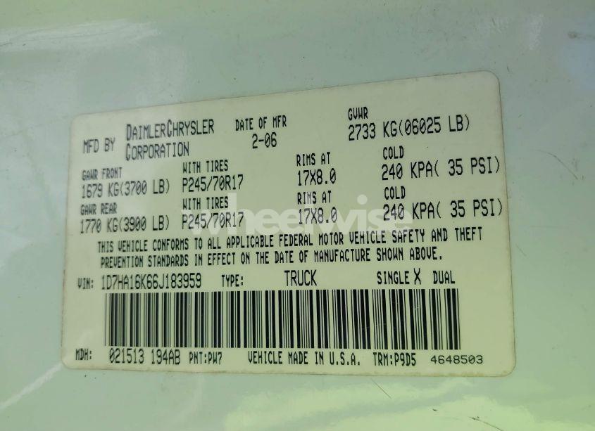 Photo 9 of 2006 Dodge Ram 1500 ST (VIN 1D7HA16K66J183959)