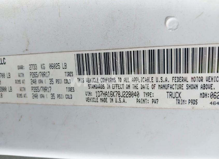 Photo 9 of 2008 Dodge Ram 1500 ST/SXT (VIN 1D7HA16K78J228040)