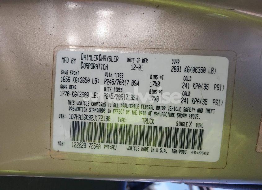 Photo 9 of 2002 Dodge Ram 1500 ST (VIN 1D7HA16K92J172190)