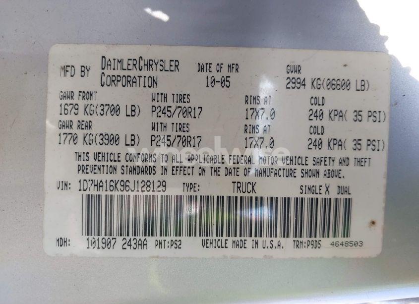 Photo 9 of 2006 Dodge Ram 1500 ST (VIN 1D7HA16K96J128129)