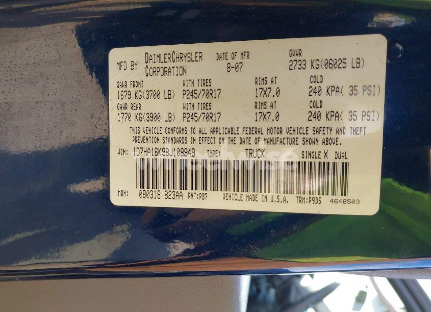 Photo 9 of 2008 Dodge Ram 1500 ST/SXT (VIN 1D7HA16K98J108949)