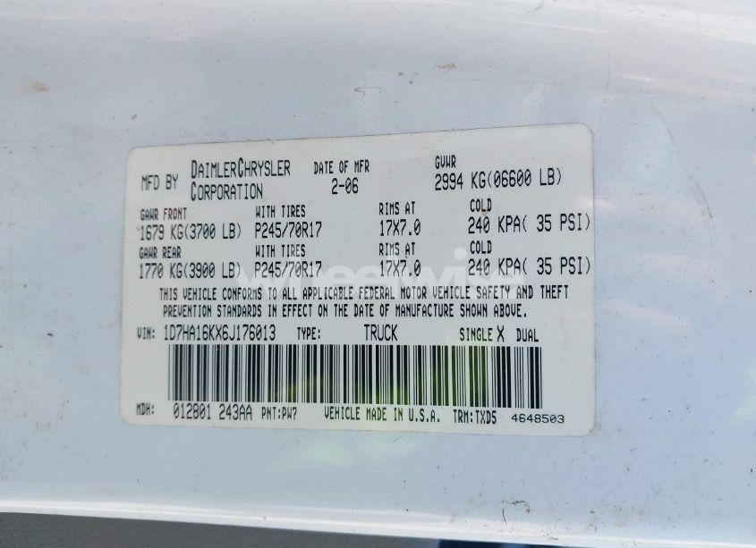 Photo 9 of 2006 Dodge Ram 1500 ST (VIN 1D7HA16KX6J176013)