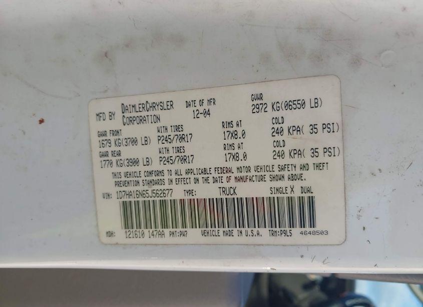 Photo 9 of 2005 Dodge Ram 1500 ST (VIN 1D7HA16N65J562677)