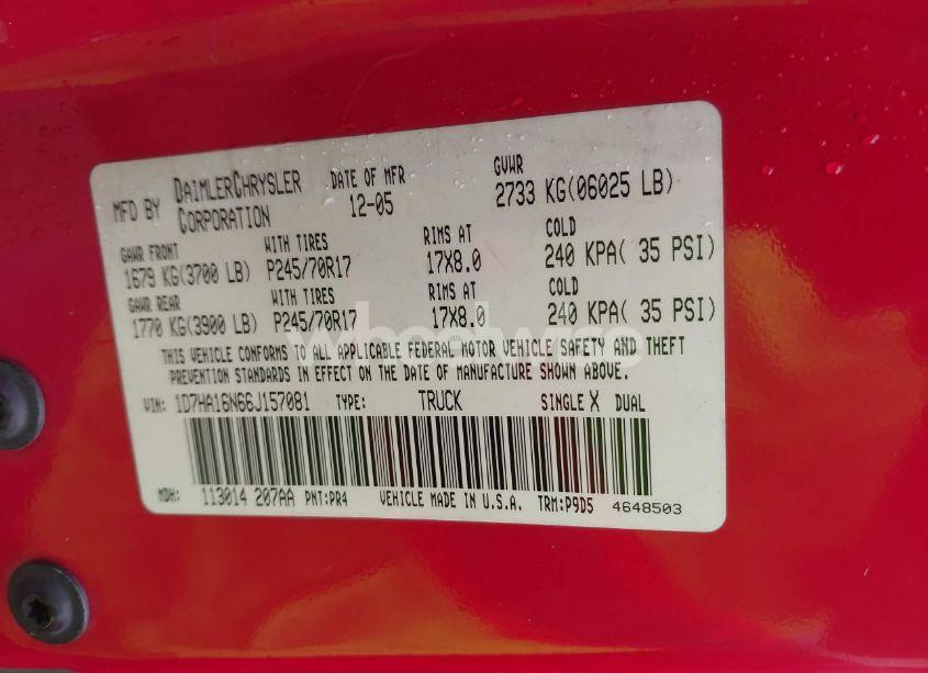 Photo 9 of 2006 Dodge Ram 1500 ST (VIN 1D7HA16N66J157081)