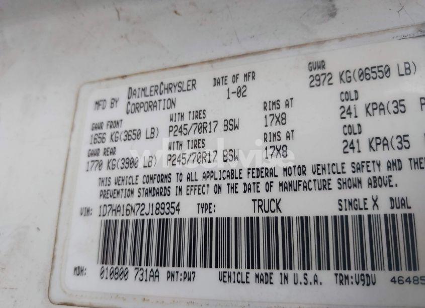 Photo 9 of 2002 Dodge Ram 1500 ST (VIN 1D7HA16N72J189354)