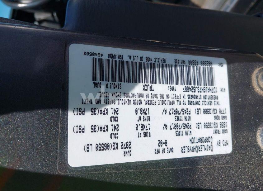 Photo 9 of 2003 Dodge Ram 1500 SLT/LARAMIE/ST (VIN 1D7HA16N73J524887)