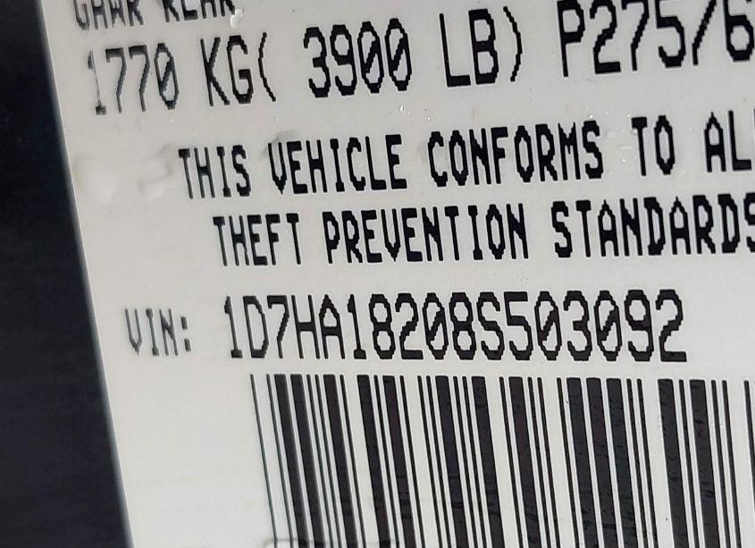 Photo 9 of 2008 Dodge Ram 1500 SLT (VIN 1D7HA18208S503092)