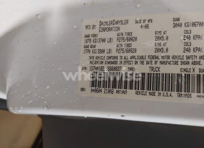 Photo 9 of 2006 Dodge Ram 1500 SLT (VIN 1D7HA18216S660837)