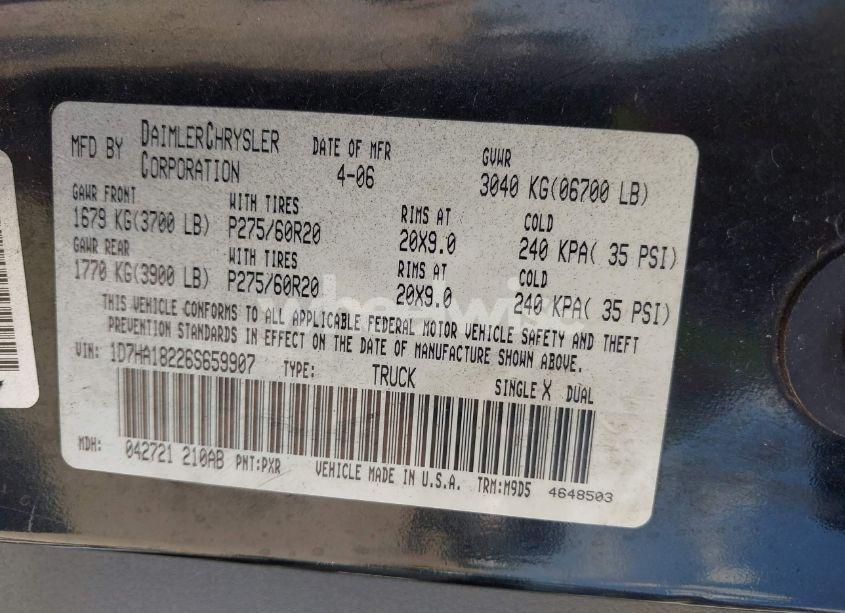 Photo 9 of 2006 Dodge Ram 1500 SLT (VIN 1D7HA18226S659907)