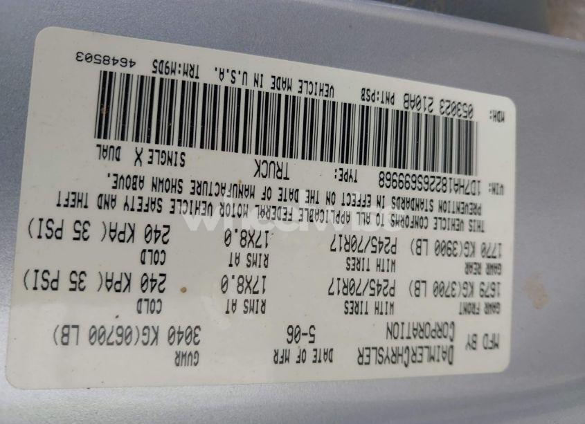 Photo 9 of 2006 Dodge Ram 1500 SLT (VIN 1D7HA18226S699968)