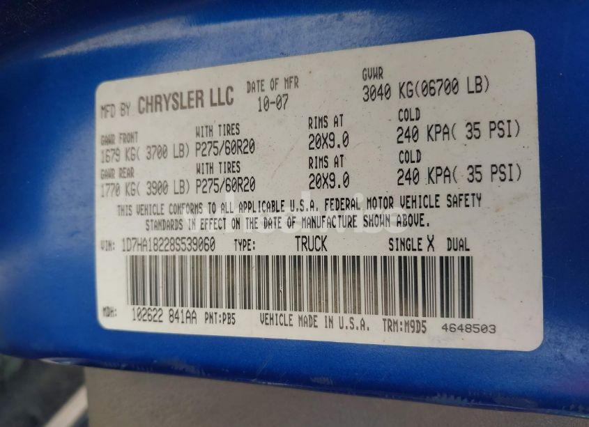 Photo 9 of 2008 Dodge Ram 1500 SLT (VIN 1D7HA18228S539060)