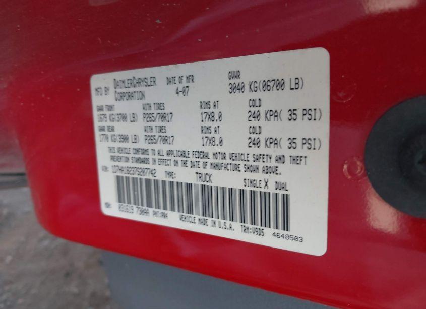 Photo 9 of 2007 Dodge Ram 1500 SLT (VIN 1D7HA18237S207742)