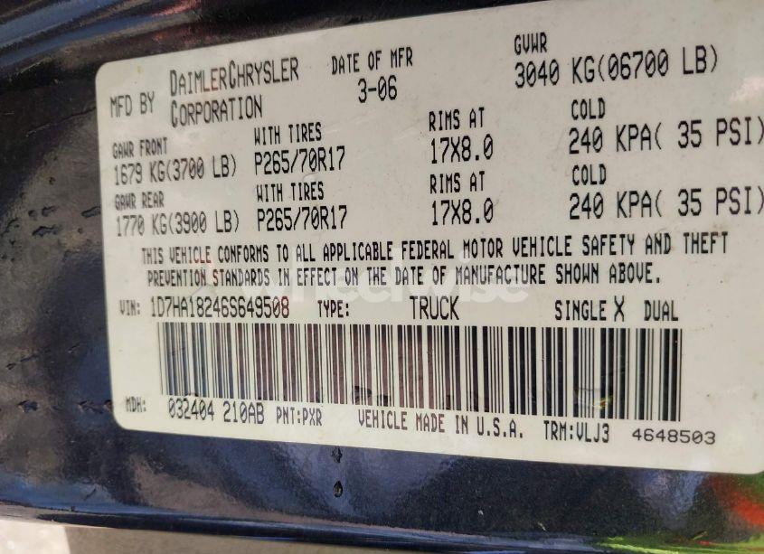 Photo 9 of 2006 Dodge Ram 1500 LARAMIE (VIN 1D7HA18246S649508)