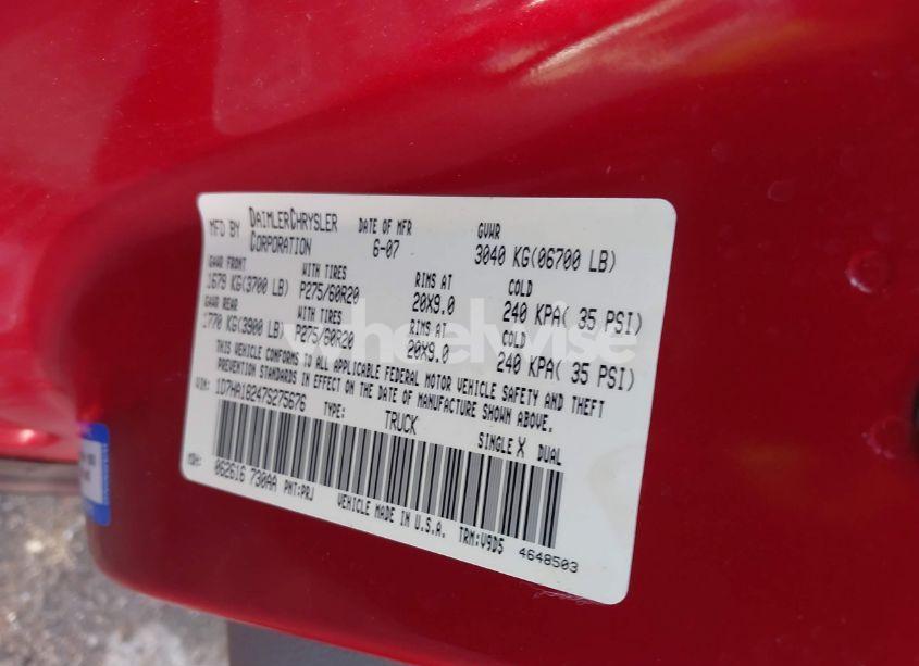 Photo 9 of 2007 Dodge Ram 1500 SLT (VIN 1D7HA18247S275676)