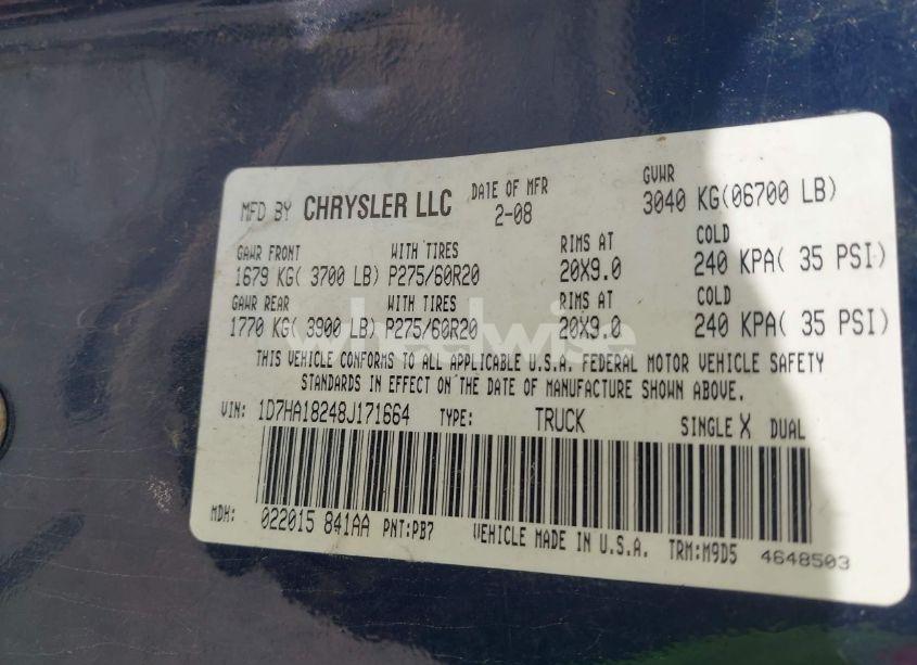 Photo 9 of 2008 Dodge Ram 1500 SLT (VIN 1D7HA18248J171664)