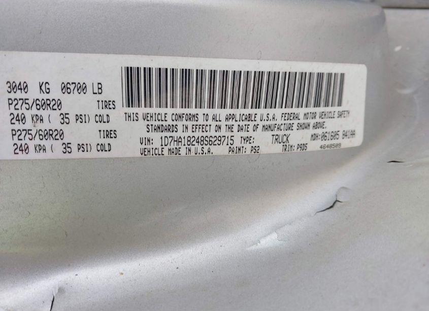 Photo 9 of 2008 Dodge Ram 1500 SLT (VIN 1D7HA18248S629715)