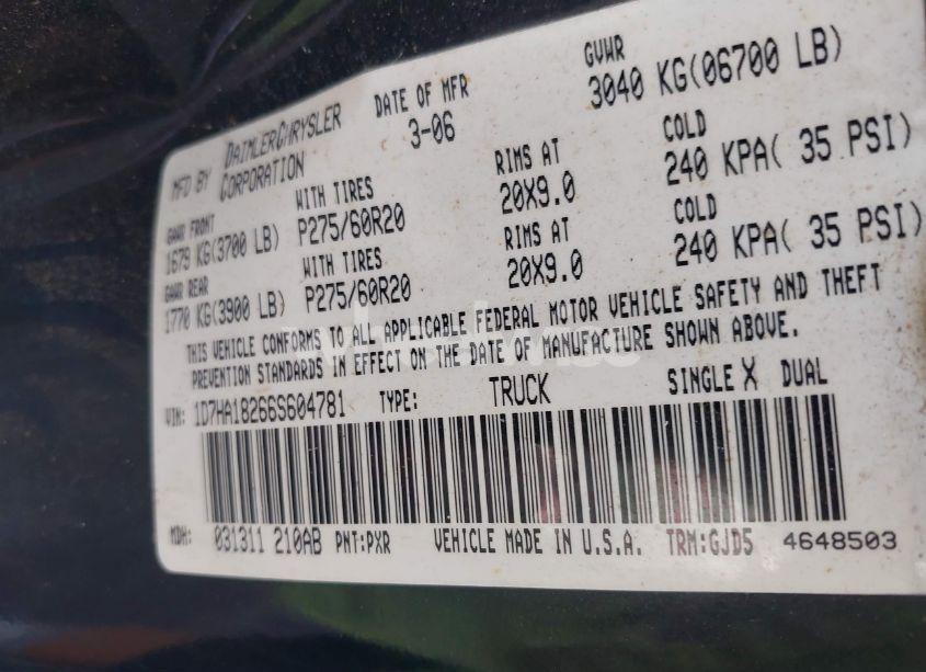 Photo 9 of 2006 Dodge Ram 1500 LARAMIE (VIN 1D7HA18266S604781)