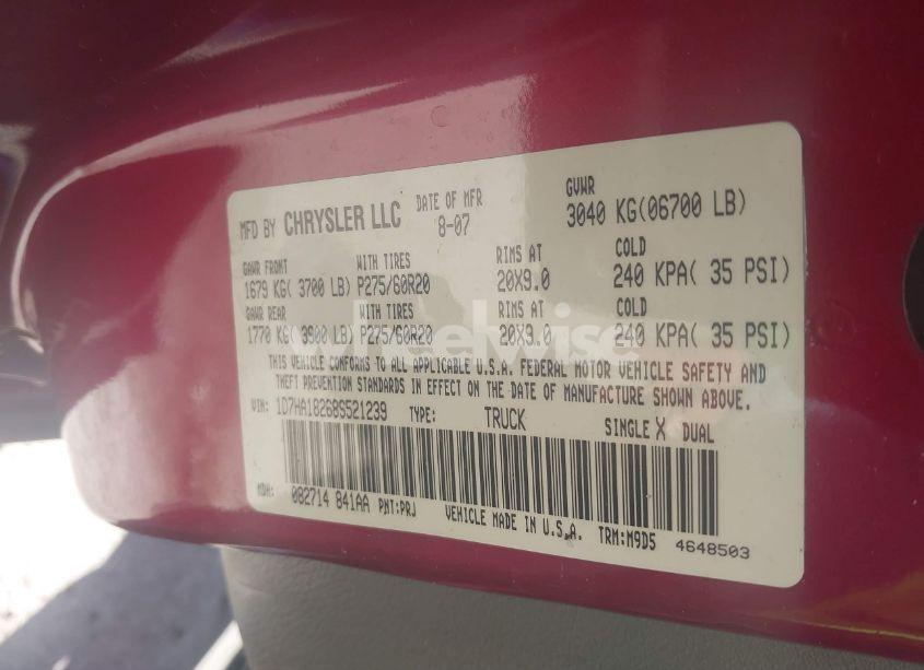 Photo 9 of 2008 Dodge Ram 1500 SLT (VIN 1D7HA18268S521239)