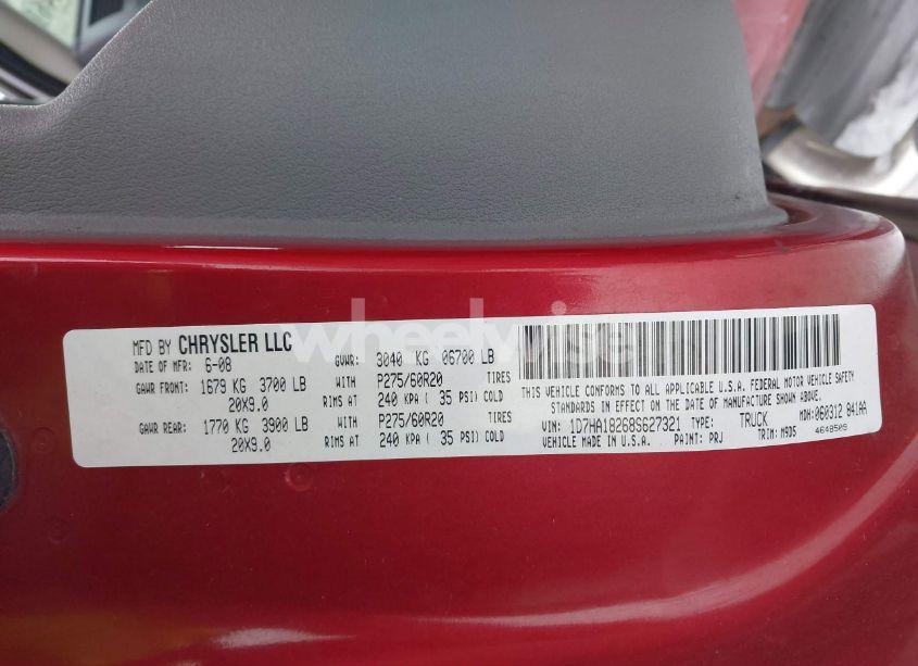 Photo 9 of 2008 Dodge Ram 1500 SLT (VIN 1D7HA18268S627321)