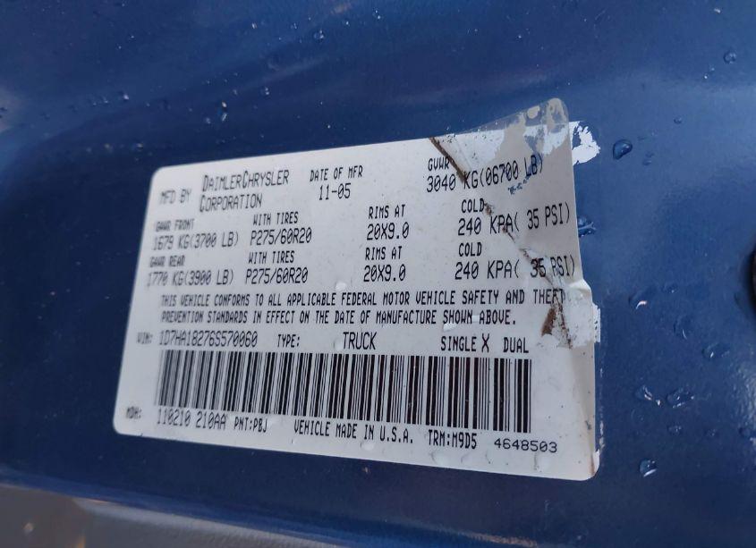 Photo 9 of 2006 Dodge Ram 1500 SLT (VIN 1D7HA18276S570060)