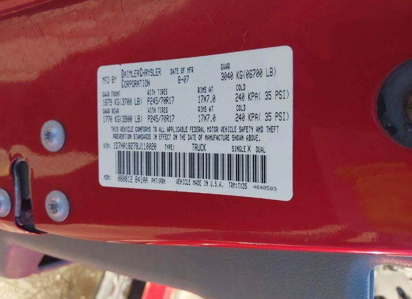 Photo 9 of 2008 Dodge Ram 1500 ST/SXT (VIN 1D7HA18278J110020)