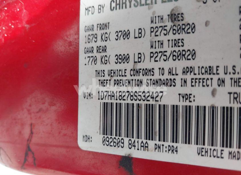 Photo 9 of 2008 Dodge Ram 1500 SLT (VIN 1D7HA18278S532427)