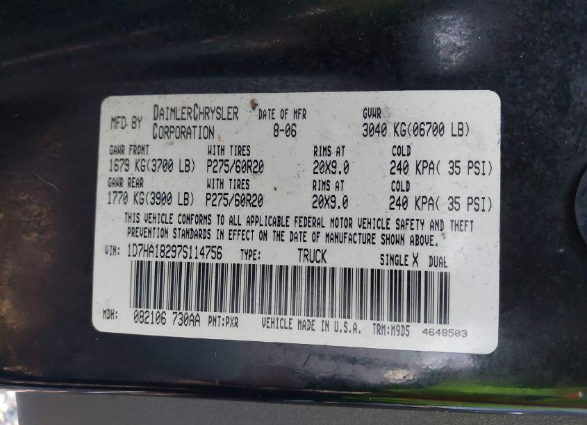 Photo 9 of 2007 Dodge Ram 1500 SLT (VIN 1D7HA18297S114756)