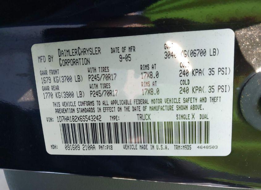 Photo 9 of 2006 Dodge Ram 1500 SLT (VIN 1D7HA182X6S543242)