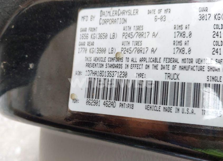 Photo 9 of 2003 Dodge Ram 1500 SLT/LARAMIE/ST (VIN 1D7HA18D13S371230)