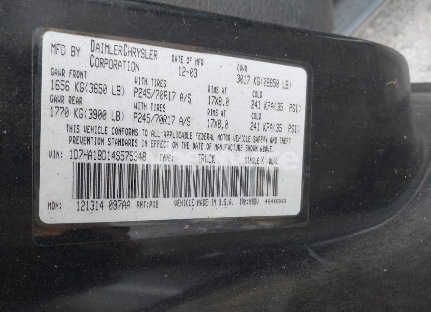 Photo 9 of 2004 Dodge Ram 1500 SLT/LARAMIE (VIN 1D7HA18D14S575348)