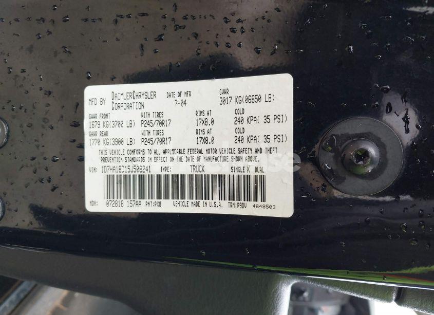 Photo 9 of 2005 Dodge Ram 1500 ST (VIN 1D7HA18D15J508241)
