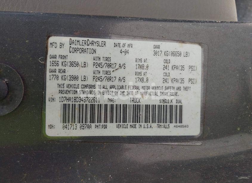 Photo 9 of 2004 Dodge Ram 1500 SLT/LARAMIE (VIN 1D7HA18D34S722611)