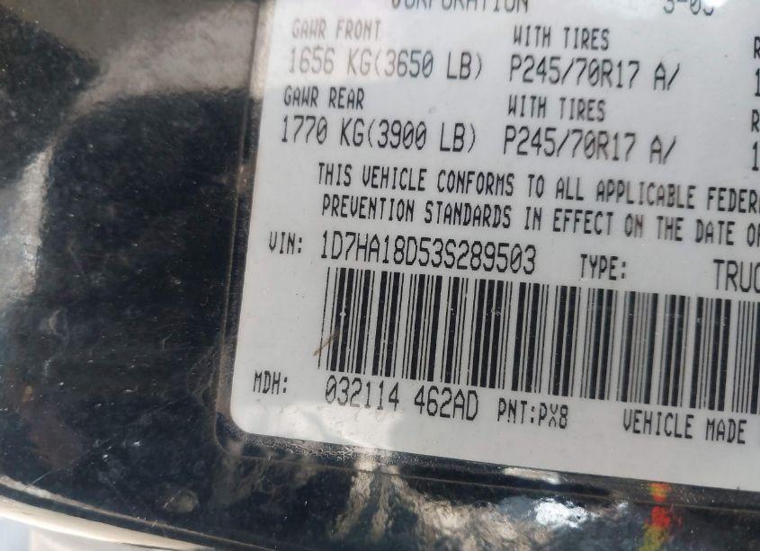 Photo 9 of 2003 Dodge Ram 1500 SLT/LARAMIE/ST (VIN 1D7HA18D53S289503)
