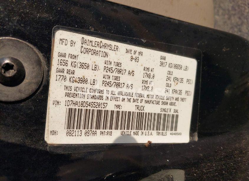 Photo 9 of 2004 Dodge Ram 1500 SLT/LARAMIE (VIN 1D7HA18D54S520157)