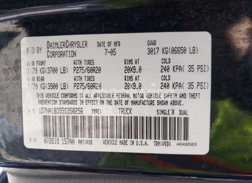 Photo 9 of 2005 Dodge Ram 1500 SLT/LARAMIE (VIN 1D7HA18D55S358256)