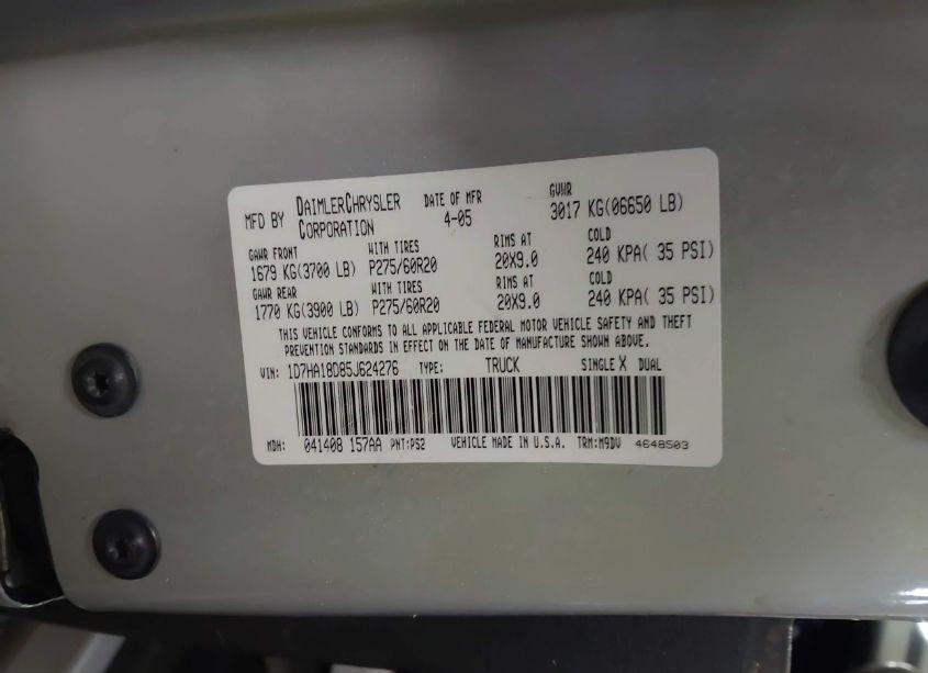 Photo 9 of 2005 Dodge Ram 1500 SLT/LARAMIE (VIN 1D7HA18D85J624276)