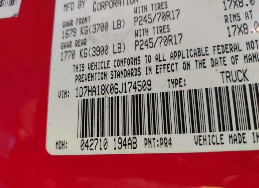 Photo 9 of 2006 Dodge Ram 1500 ST (VIN 1D7HA18K06J174509)