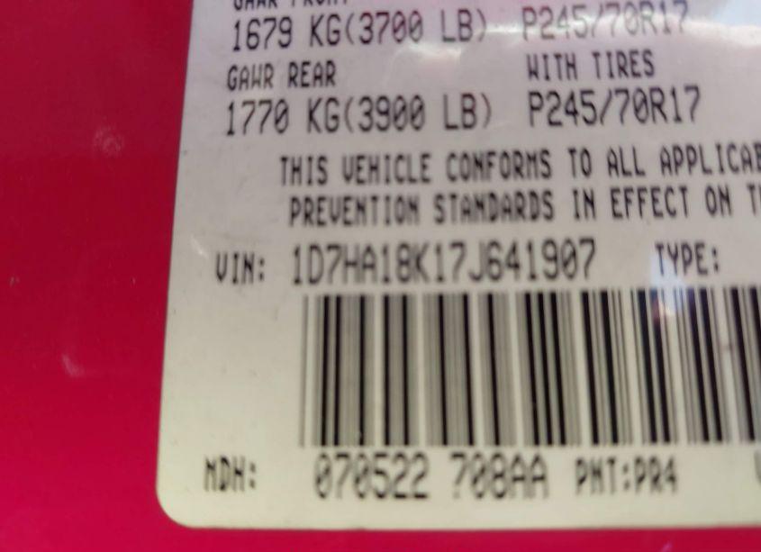 Photo 9 of 2007 Dodge Ram 1500 ST (VIN 1D7HA18K17J641907)