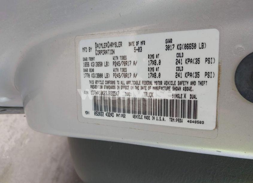 Photo 9 of 2003 Dodge Ram 1500 ST (VIN 1D7HA18K23J658547)