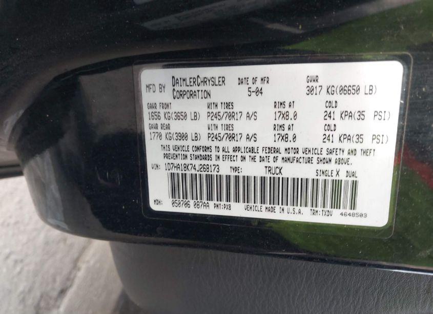 Photo 9 of 2004 Dodge Ram 1500 ST (VIN 1D7HA18K74J268173)