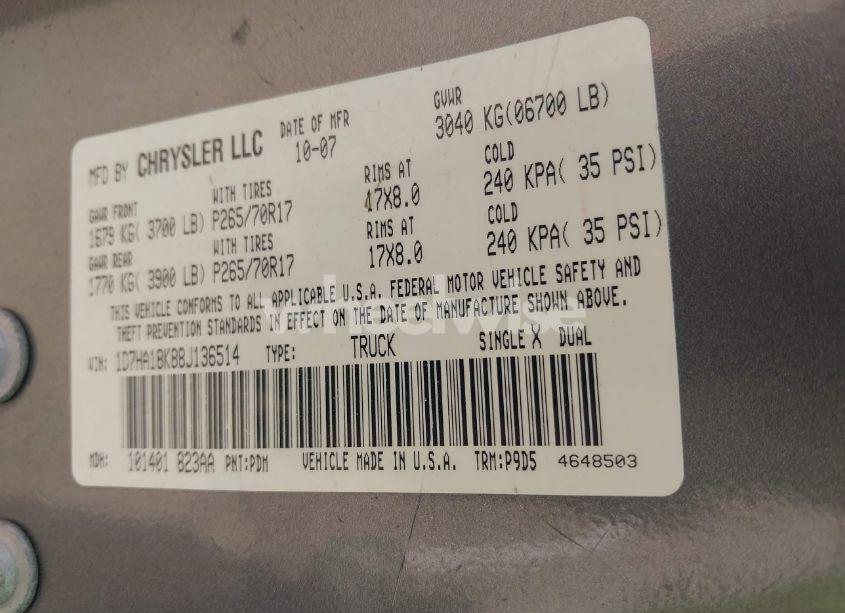 Photo 9 of 2008 Dodge Ram 1500 ST/SXT (VIN 1D7HA18K88J136514)