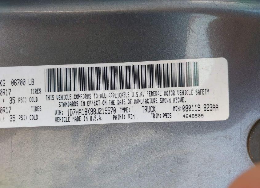 Photo 9 of 2008 Dodge Ram 1500 ST/SXT (VIN 1D7HA18K88J215570)