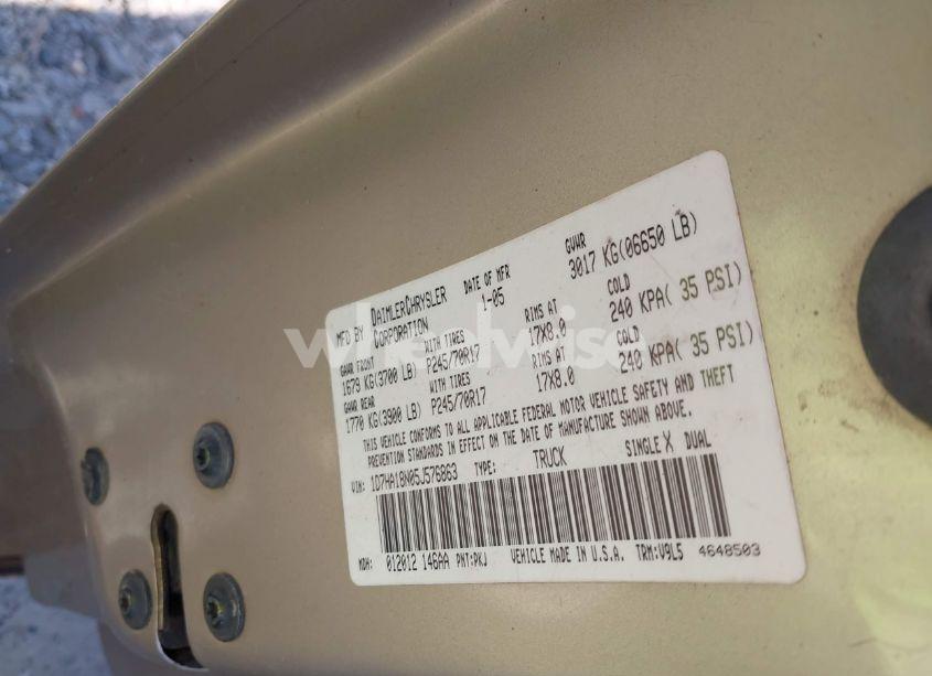 Photo 9 of 2005 Dodge Ram 1500 SLT/LARAMIE (VIN 1D7HA18N05J576863)